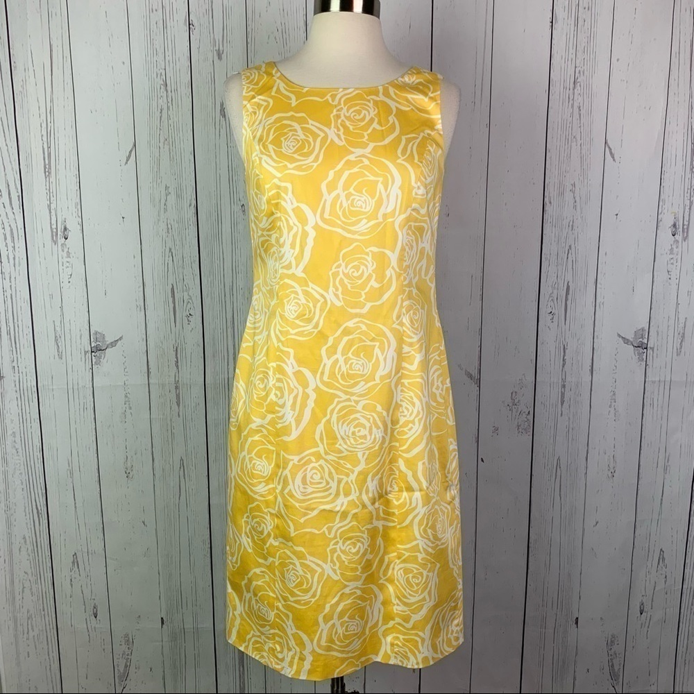 Brooks Brothers | yellow cotton floral print sheath dress